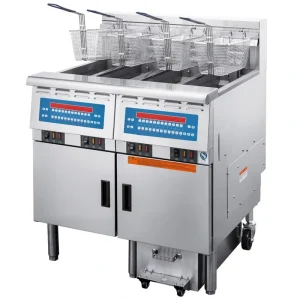 4 Basket Commercial Deep Fryer 4 Tank Fryer with Oil Filter Car 12.5L*4